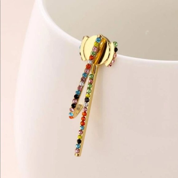 🆕 Rhinestone Geometric Earring Jacket (1 Pc) - Picture 3 of 4